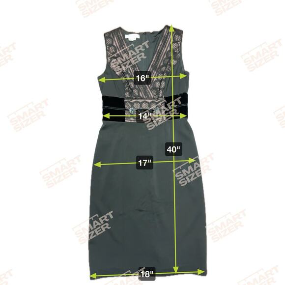 KAY UNGER Black Lace Overlay Bodice V Neck Knee Length Cocktail Dress Women's 8 - Picture 10 of 12